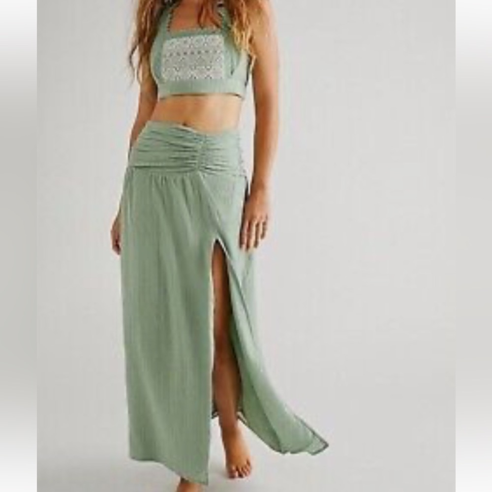 FREE PEOPLE County line lace crop top & maxi skirt set🤍